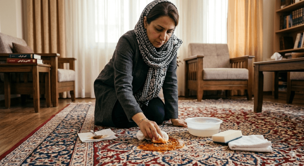 پاک کردن لکه خورشت از روی فرش